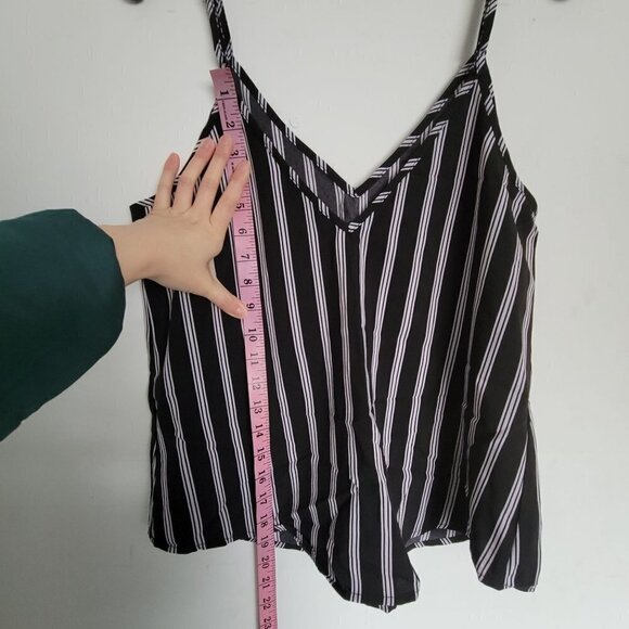 Shein Double V Neck Striped Strappy Spaghetti Sleeveless Blouse Cami Tank Top M - Picture 8 of 14